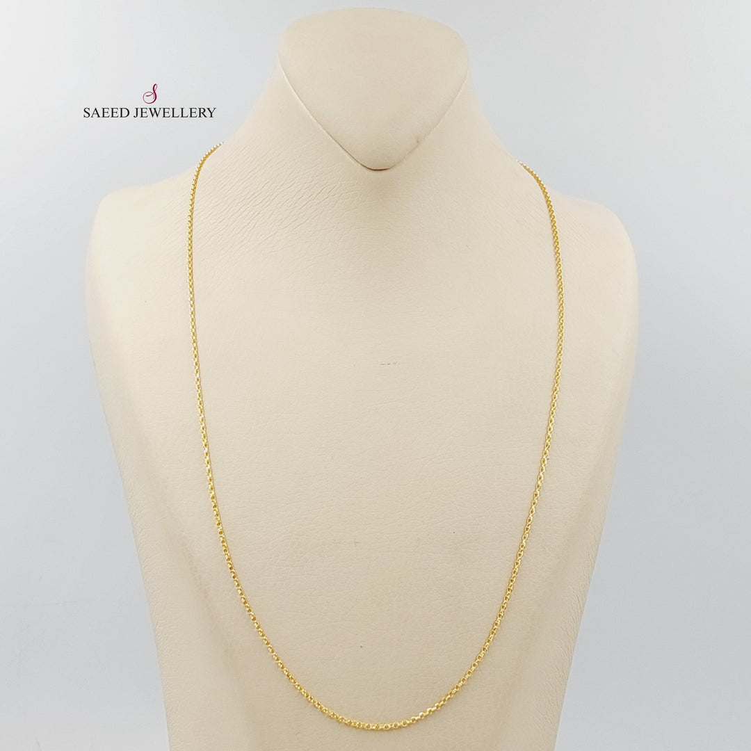 (1.5mm) Cable Link Chain 60cm Made Of 21K Yellow Gold by Saeed Jewelry-29816