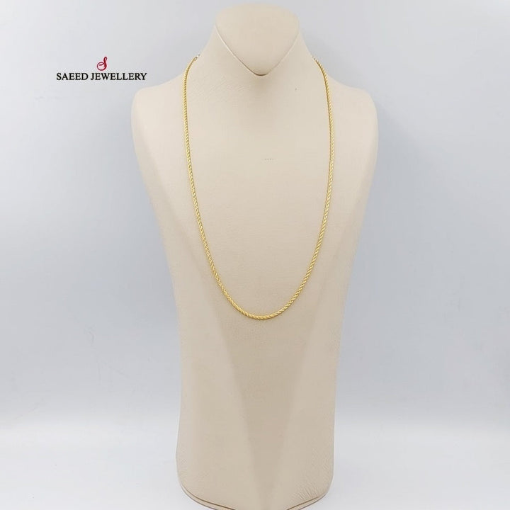 (1.5mm) Rope Chain 60cm Made Of 21K Yellow Gold by Saeed Jewelry-28645