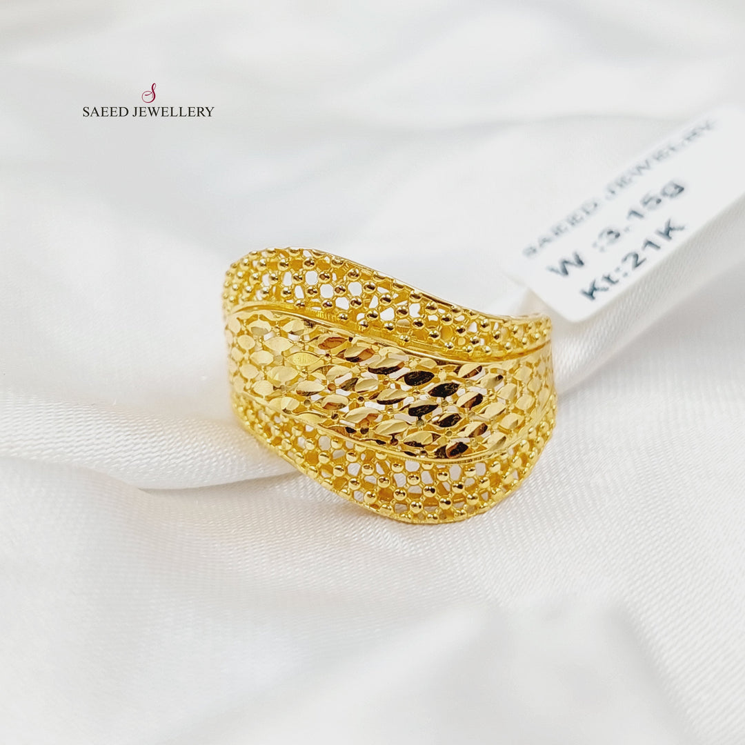 21K Gold Deluxe Engraved Ring by Saeed Jewelry - Image 1