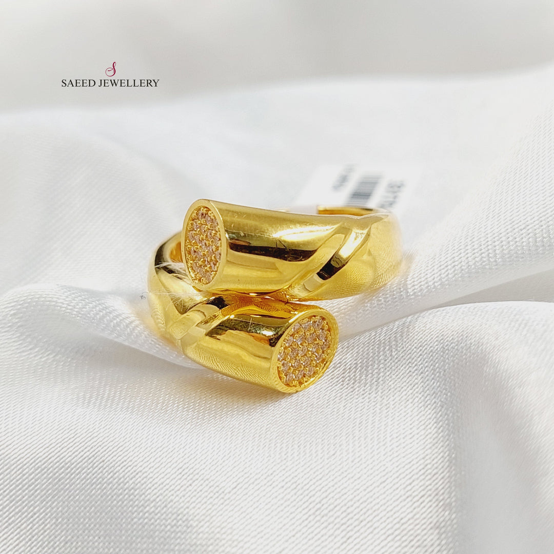 21K Gold Zircon Studded Nail Ring by Saeed Jewelry - Image 3