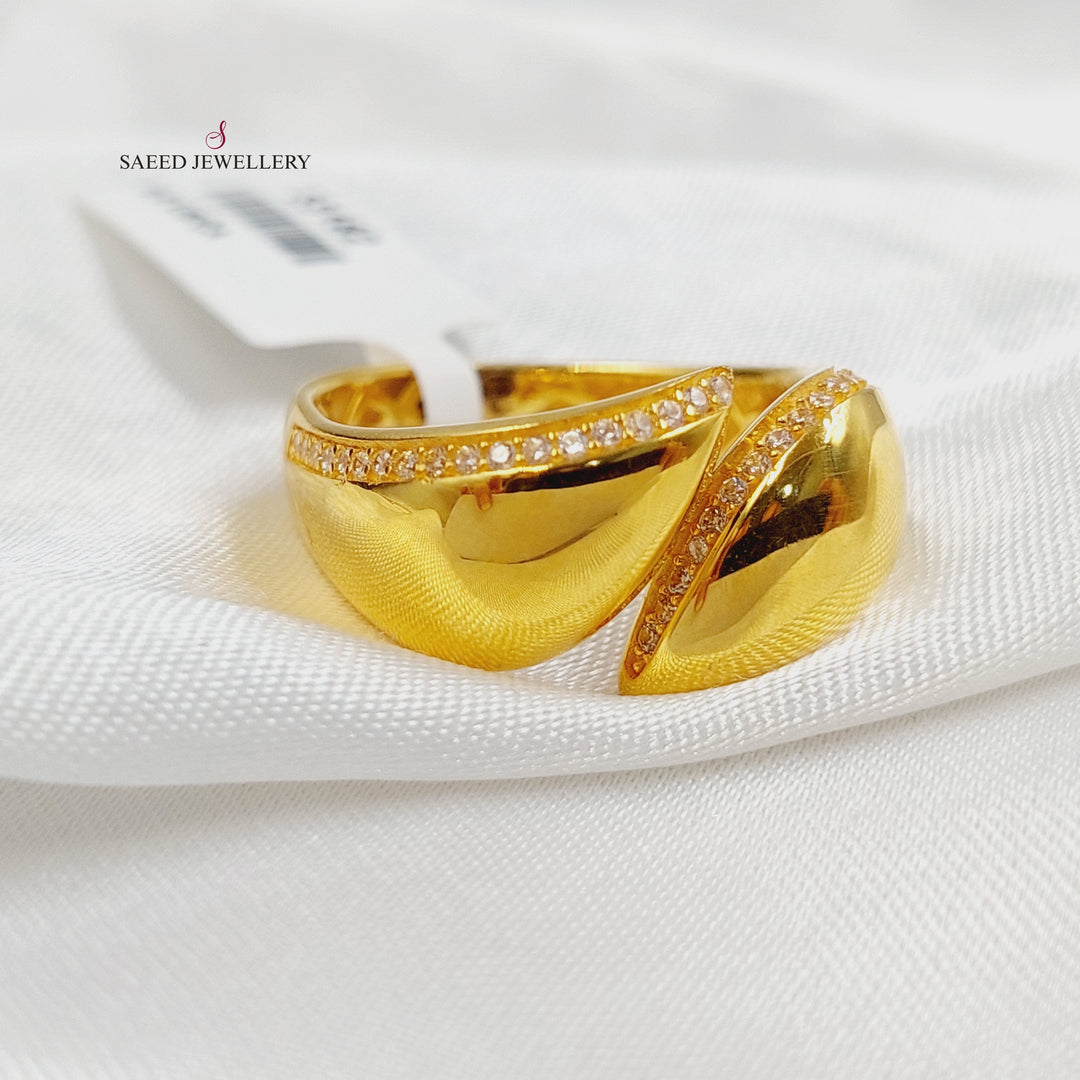 21K Gold Zircon Studded Tears Ring by Saeed Jewelry - Image 4