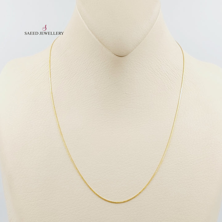 21K Gold 1mm Box Chain 40cm by Saeed Jewelry - Image 2