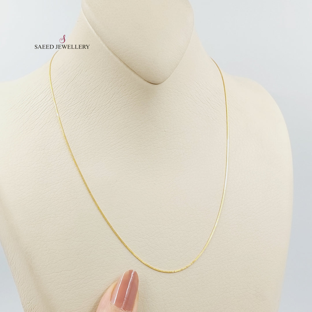 21K Gold 1mm Box Chain 40cm by Saeed Jewelry - Image 3