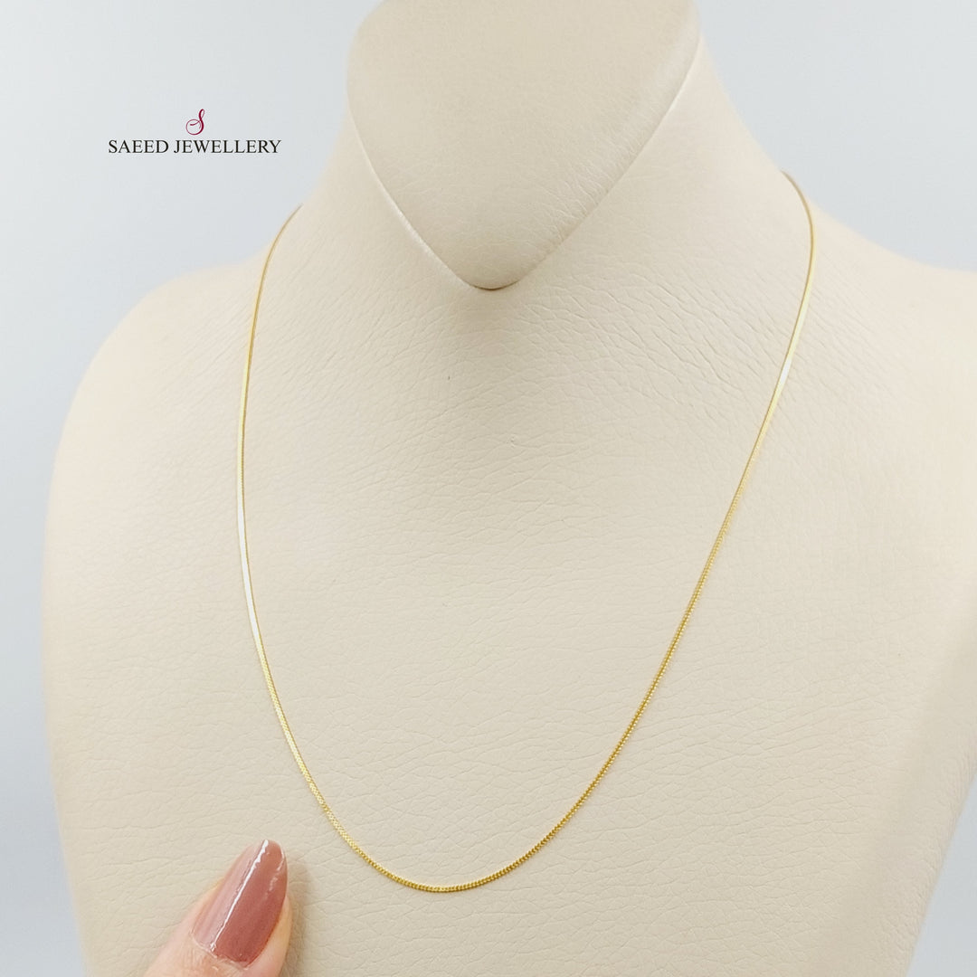 21K Gold 1mm Box Chain 40cm by Saeed Jewelry - Image 4