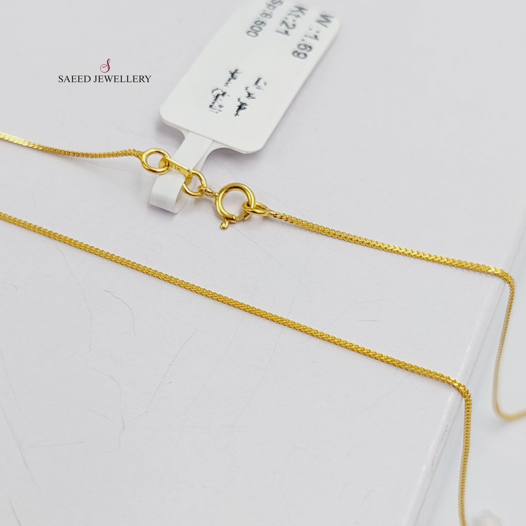 21K Gold 1mm Box Chain 40cm by Saeed Jewelry - Image 6