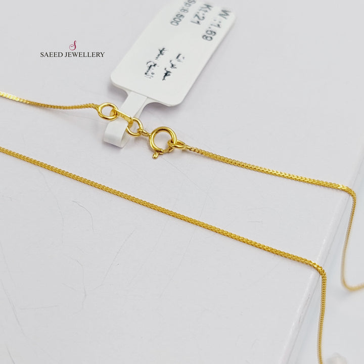 21K Gold 1mm Box Chain 40cm by Saeed Jewelry - Image 6