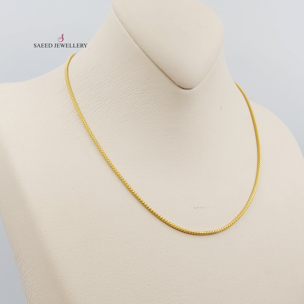 21K 40cm Medium Thickness Box Chain Made of 21K Yellow Gold by Saeed Jewelry-سنسال-بوكس-40-سم-متوسط-السماكة