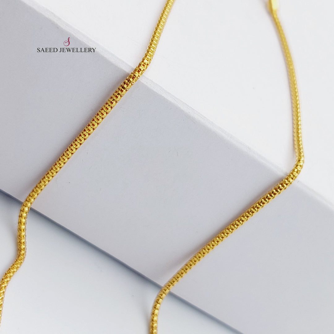 21K 40cm Medium Thickness Box Chain Made of 21K Yellow Gold by Saeed Jewelry-سنسال-بوكس-40-سم-متوسط-السماكة