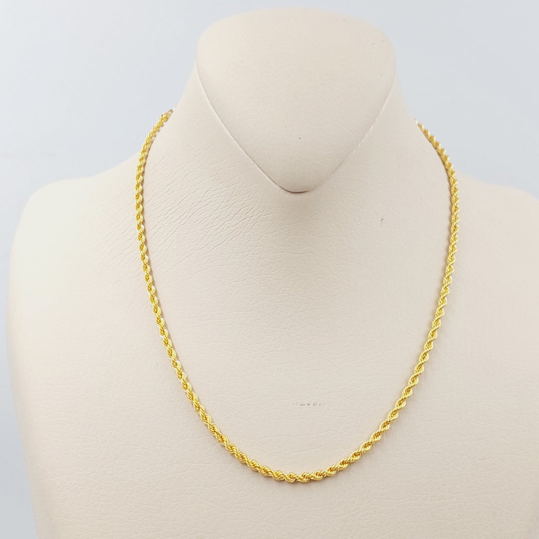 21K Gold 40cm Medium Thickness Rope Chain by Saeed Jewelry - Image 1