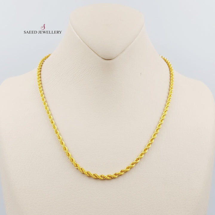 21K Gold 40cm Medium Thickness Rope Chain by Saeed Jewelry - Image 4