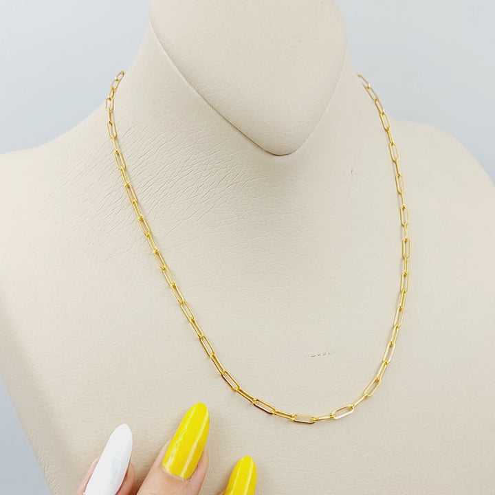 21K Gold 40cm Thin Paperclip Chain by Saeed Jewelry - Image 1