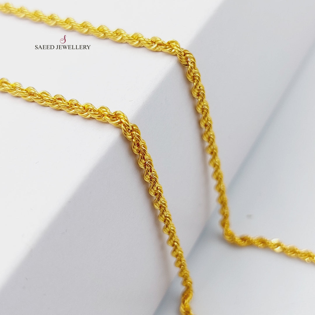 21K Gold 40cm Thin Rope Chain by Saeed Jewelry - Image 5