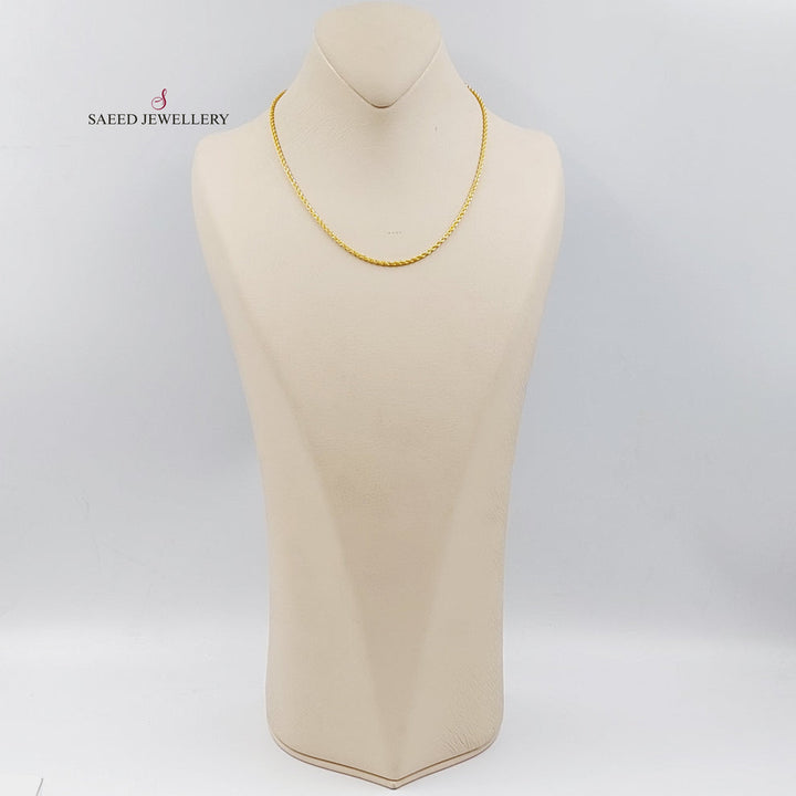 21K Gold 40cm Thin Rope Chain by Saeed Jewelry - Image 3