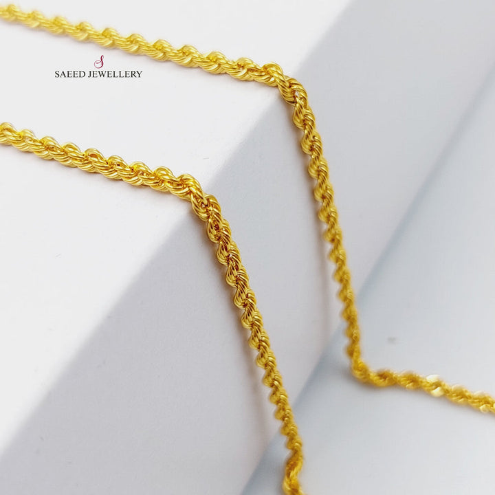 21K Gold 40cm Thin Rope Chain by Saeed Jewelry - Image 4