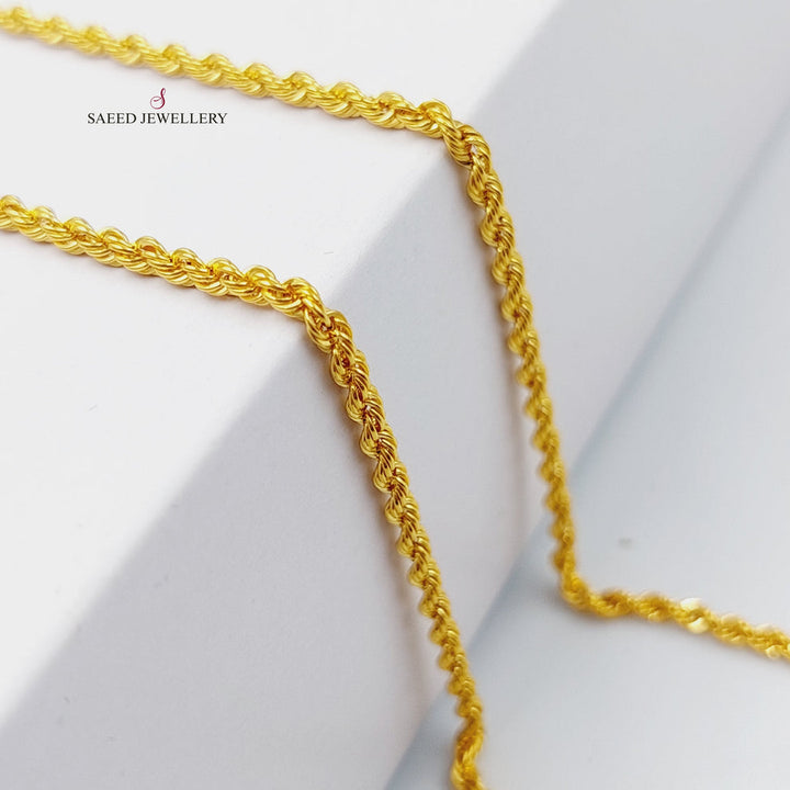 21K Gold 40cm Thin Rope Chain by Saeed Jewelry - Image 2