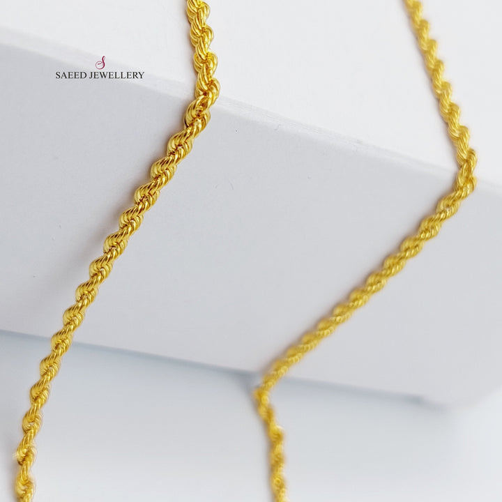 21K Gold 40cm Thin Rope Chain by Saeed Jewelry - Image 4