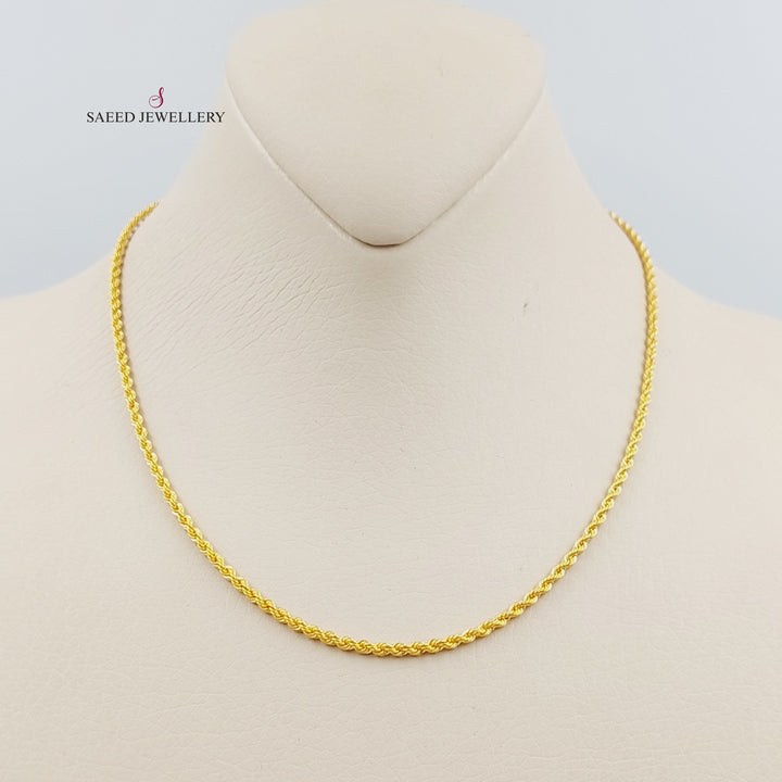 21K Gold 40cm Thin Rope Chain by Saeed Jewelry - Image 8