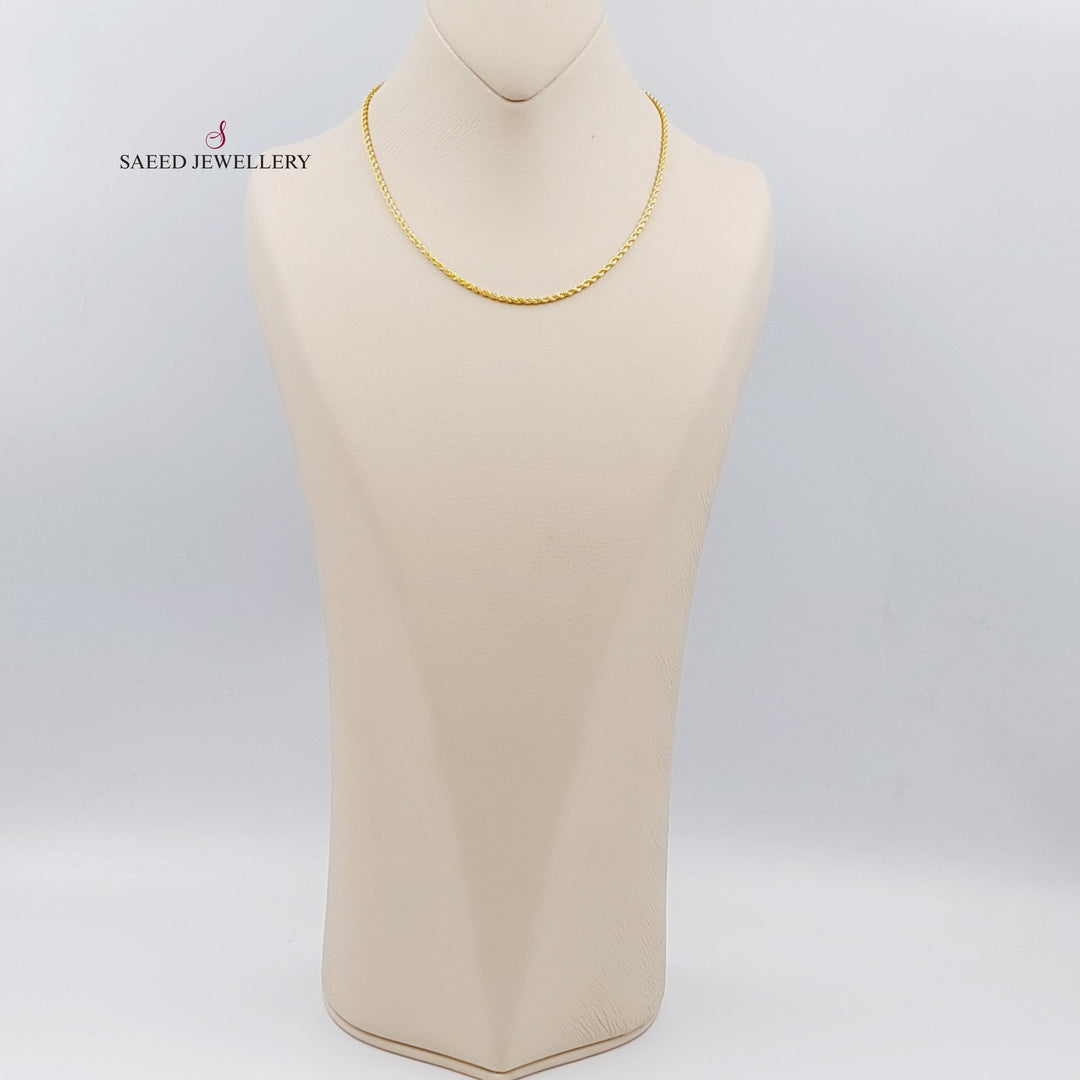 21K Gold 40cm Thin Rope Chain by Saeed Jewelry - Image 2