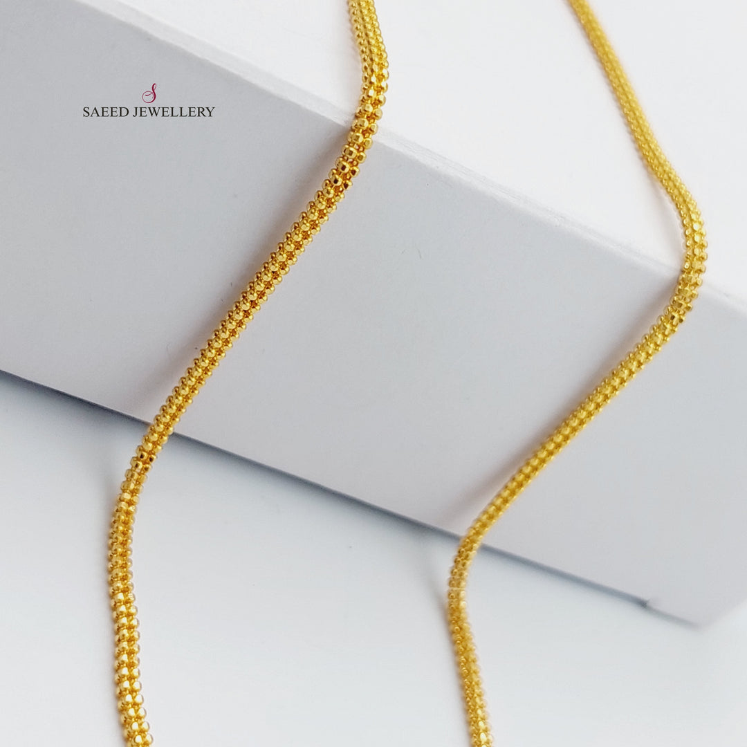 21K 45cm Malaysian  Medium Thickness Chain Made of 21K Yellow Gold by Saeed Jewelry-سنسال-ماليزي-45-سم-متوسط-السماكة