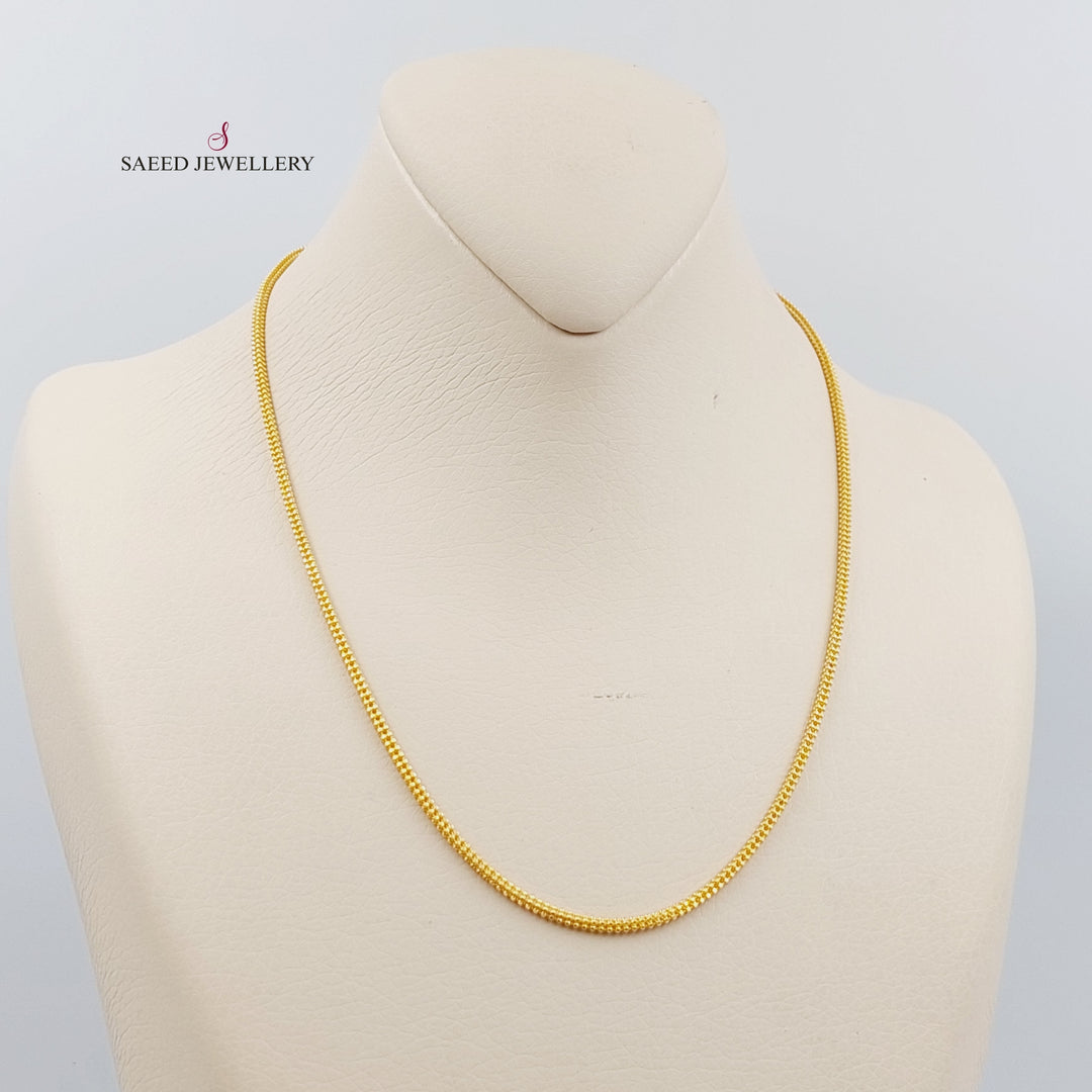 21K 45cm Malaysian  Medium Thickness Chain Made of 21K Yellow Gold by Saeed Jewelry-سنسال-ماليزي-45-سم-متوسط-السماكة
