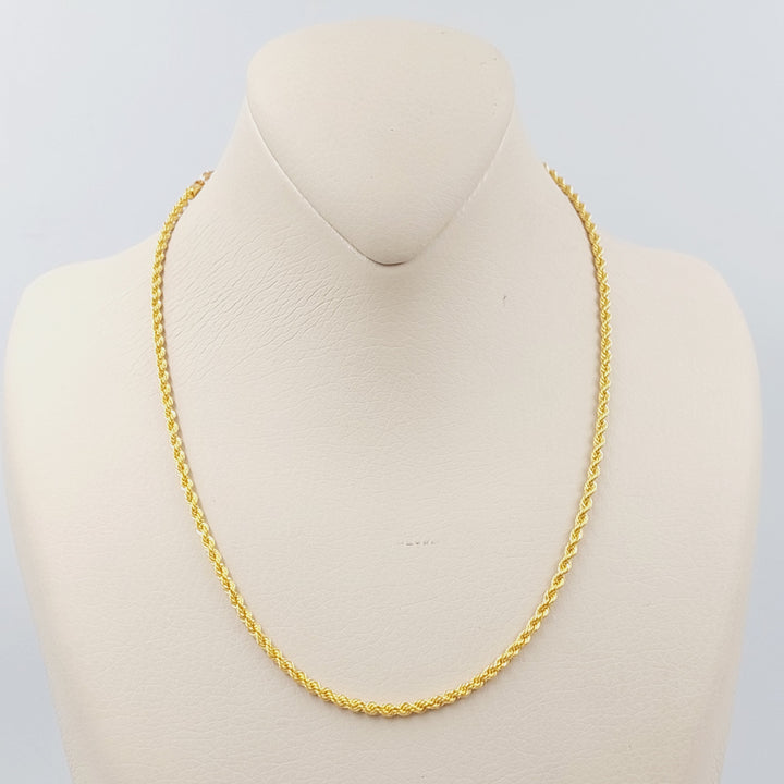 21K Gold 45cm Medium Thickness Rope Chain by Saeed Jewelry - Image 1