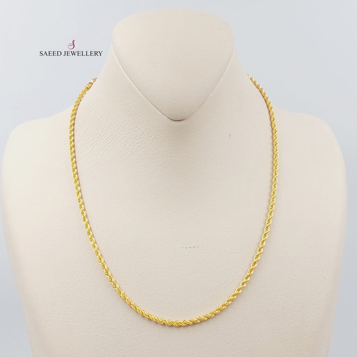21K Gold 45cm Medium Thickness Rope Chain by Saeed Jewelry - Image 1
