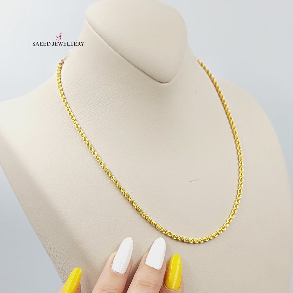 21K Gold 45cm Medium Thickness Rope Chain by Saeed Jewelry - Image 2