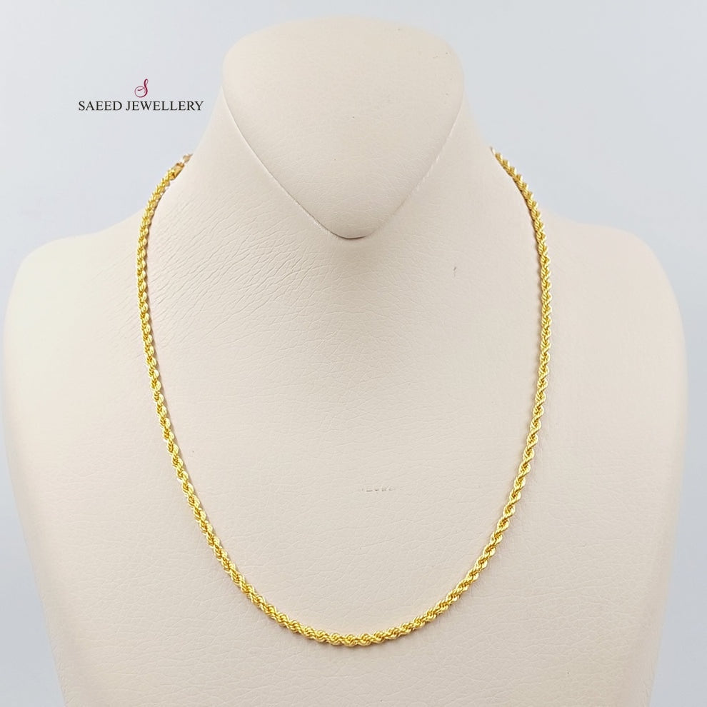 21K Gold 45cm Medium Thickness Rope Chain by Saeed Jewelry - Image 1