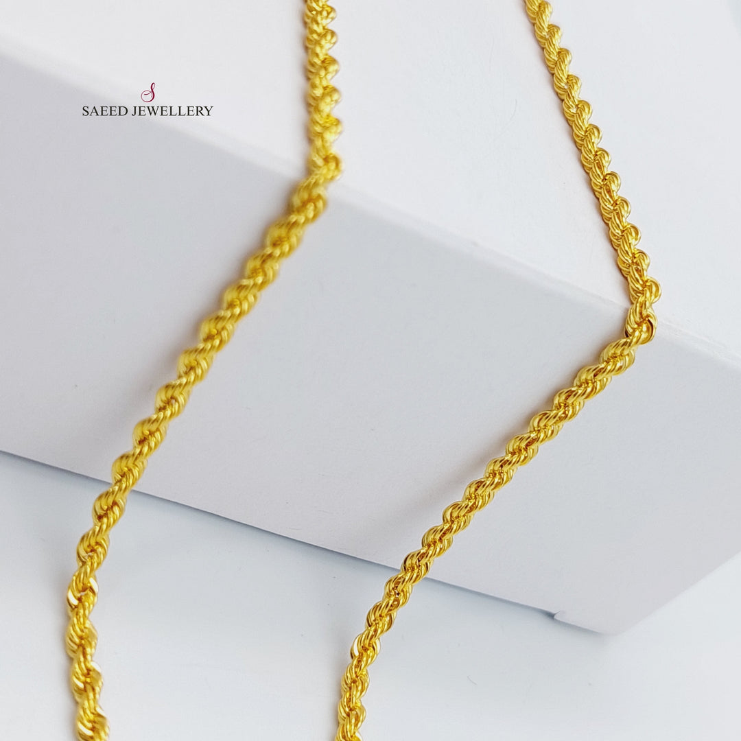 21K Gold 45cm Medium Thickness Rope Chain by Saeed Jewelry - Image 3