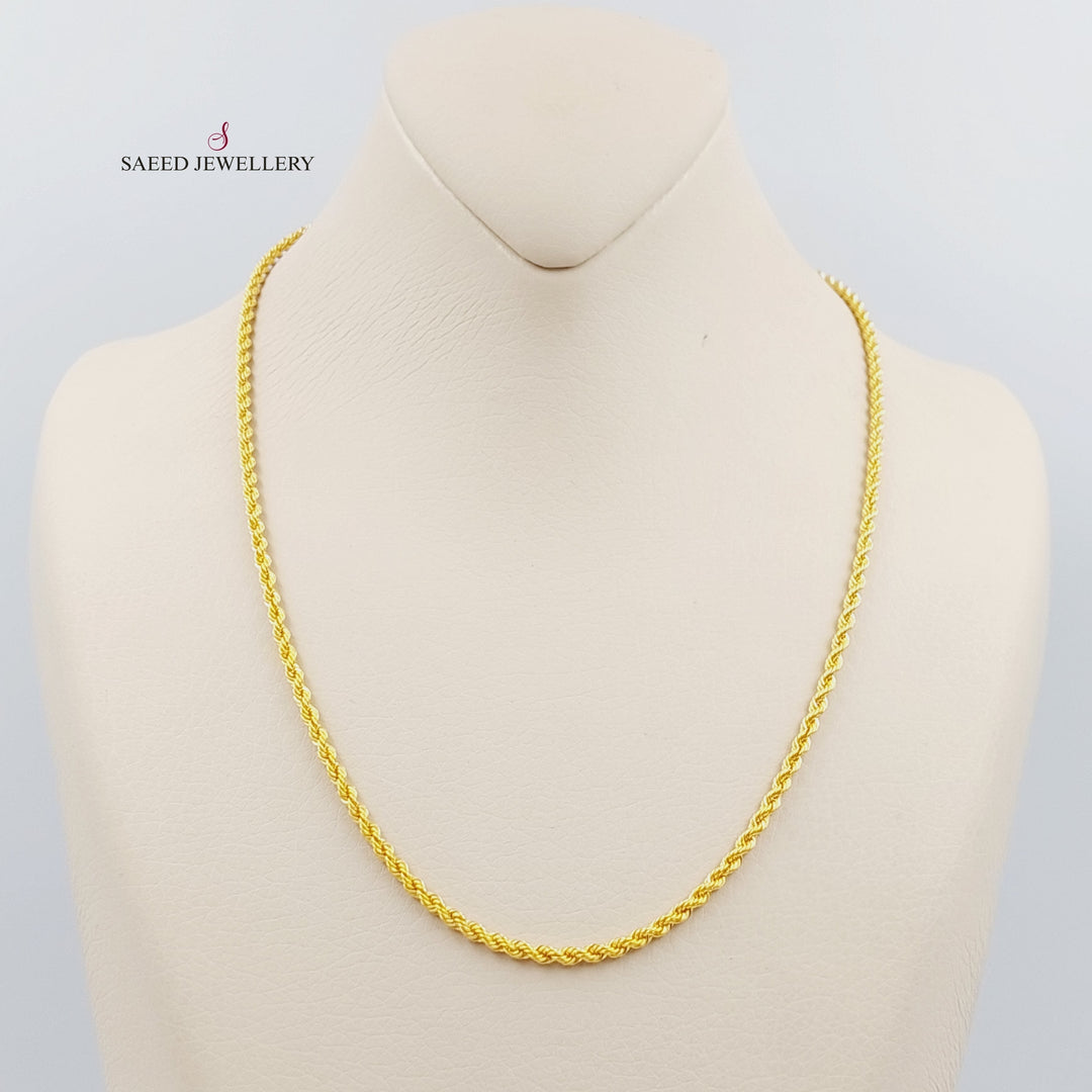 21K Gold 45cm Medium Thickness Rope Chain by Saeed Jewelry - Image 4