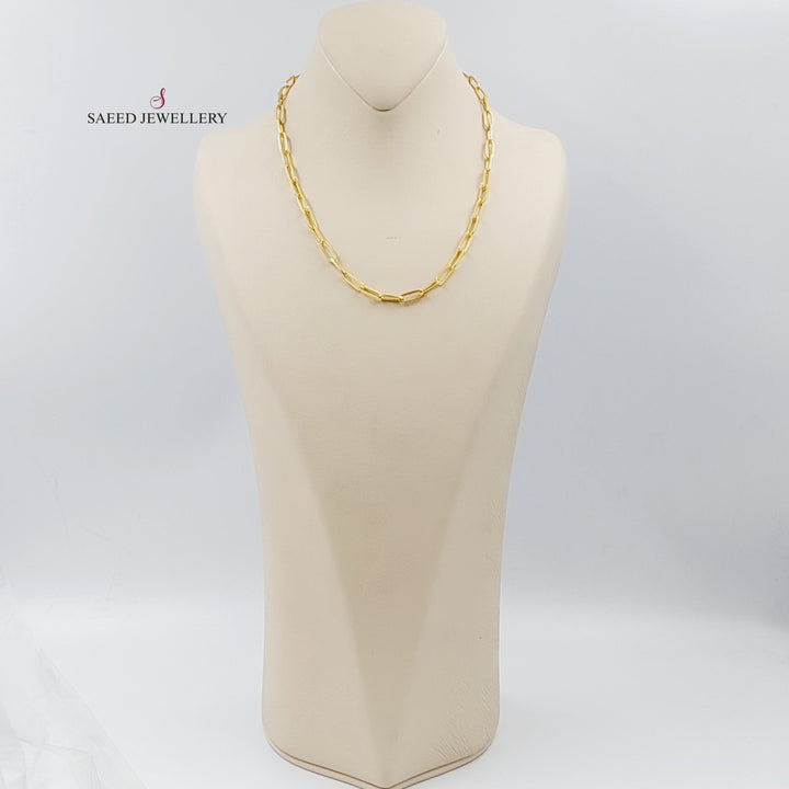 21K Gold 45cm Paperclip Necklace Chain by Saeed Jewelry - Image 3