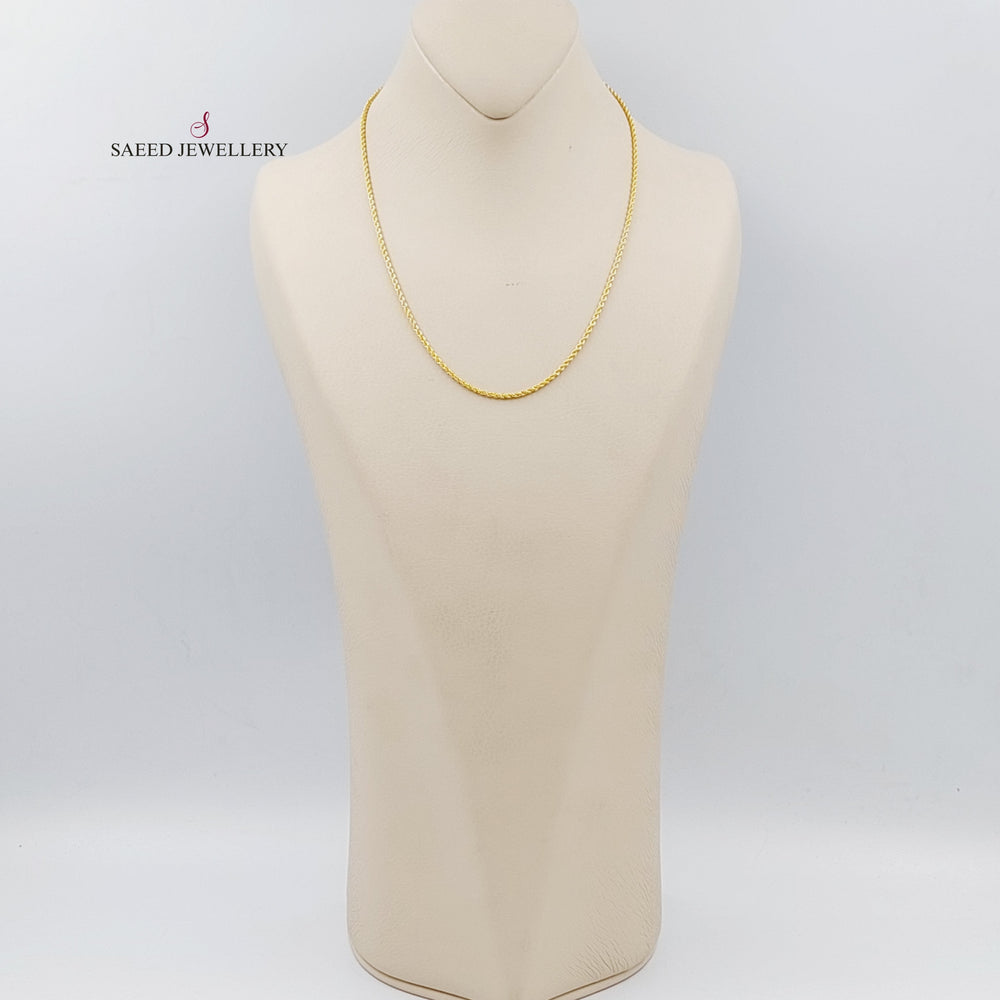 21K Gold 45cm Thin Rope Chain by Saeed Jewelry - Image 2