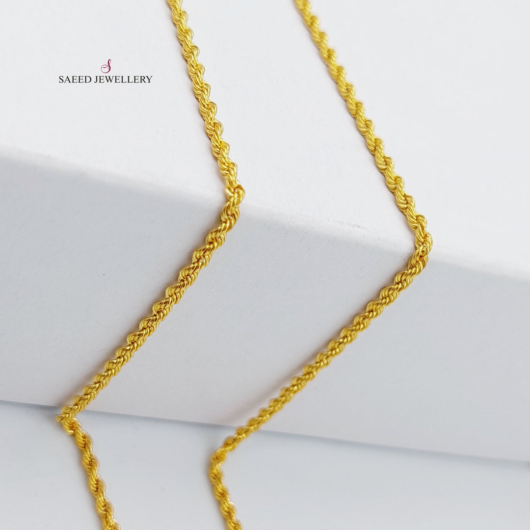 21K Gold 45cm Thin Rope Chain by Saeed Jewelry - Image 3