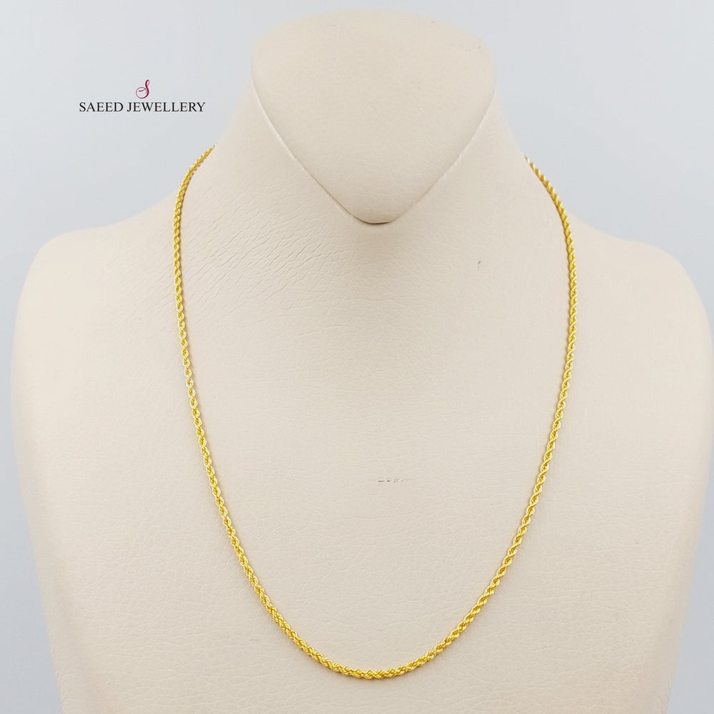 21K Gold 45cm Thin Rope Chain by Saeed Jewelry - Image 2