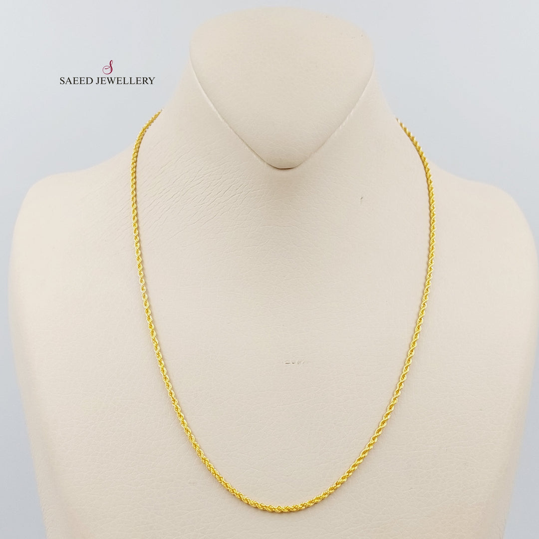 21K Gold 45cm Thin Rope Chain by Saeed Jewelry - Image 2