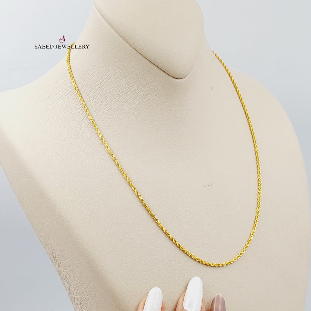 21K Gold 45cm Thin Rope Chain by Saeed Jewelry - Image 1