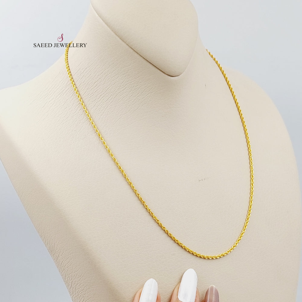 21K Gold 45cm Thin Rope Chain by Saeed Jewelry - Image 2