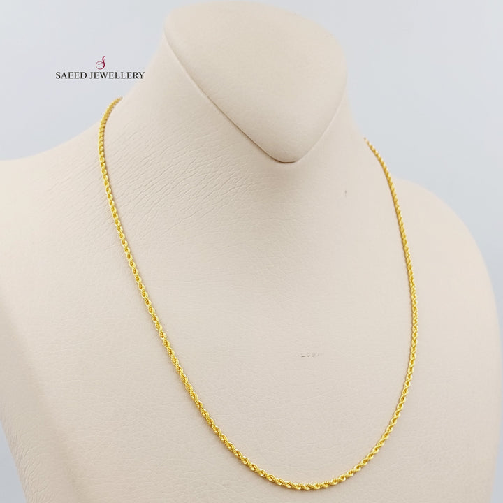 21K Gold 45cm Thin Rope Chain by Saeed Jewelry - Image 1