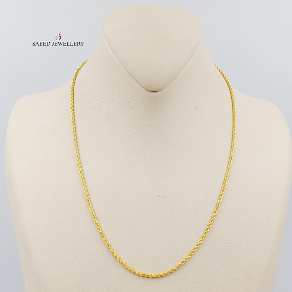 21K Gold 45cm Thin Rope Chain by Saeed Jewelry - Image 2