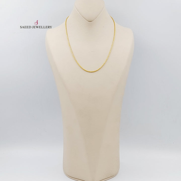 21K Gold 45cm Thin Rope Chain by Saeed Jewelry - Image 3