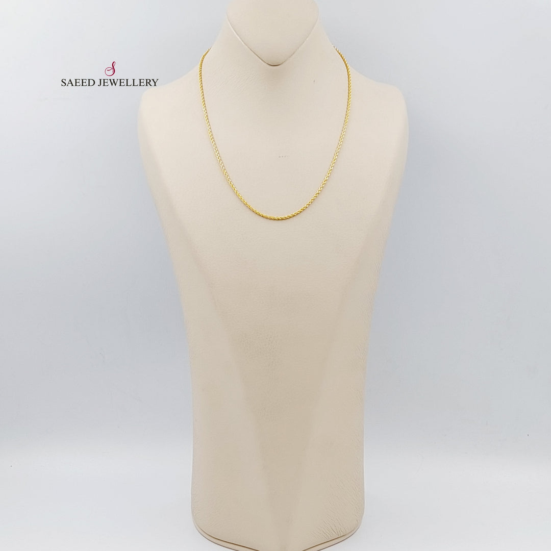 21K Gold 45cm Thin Rope Chain by Saeed Jewelry - Image 4