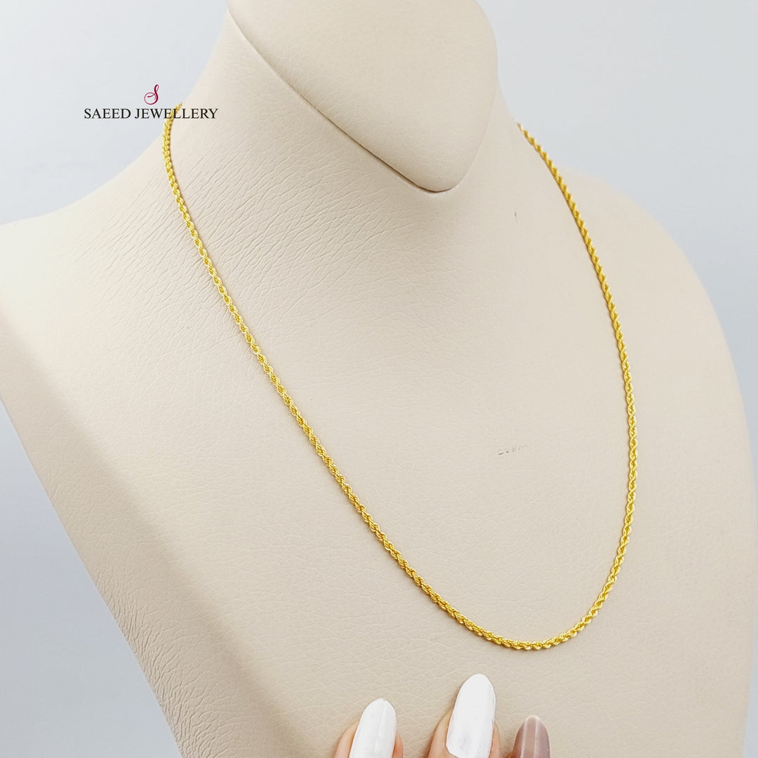 21K Gold 45cm Thin Rope Chain by Saeed Jewelry - Image 1