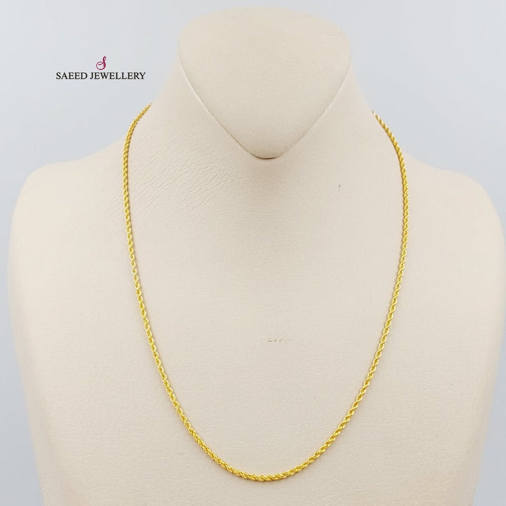 21K Gold 45cm Thin Rope Chain by Saeed Jewelry - Image 3