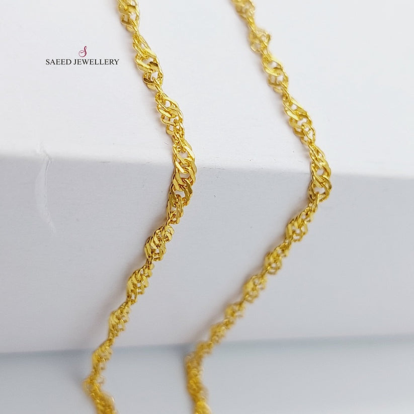 21K Gold 50cm Singapore Chain by Saeed Jewelry - Image 3