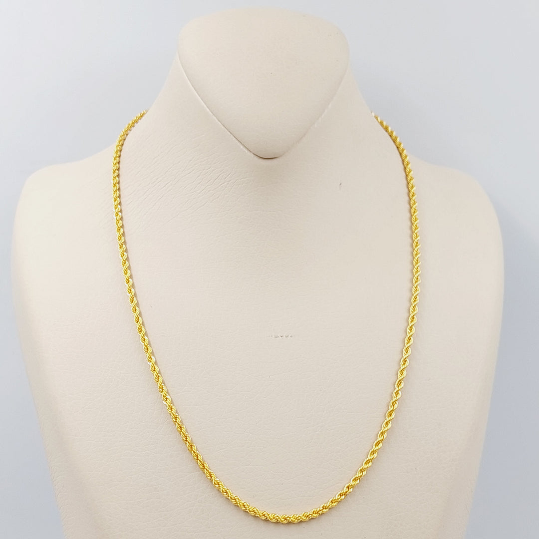 21K Gold 50cm Medium Thickness Rope Chain by Saeed Jewelry - Image 1