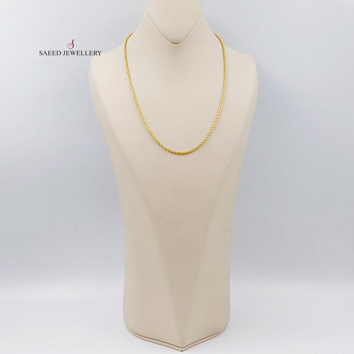 21K Gold 50cm Medium Thickness Rope Chain by Saeed Jewelry - Image 3