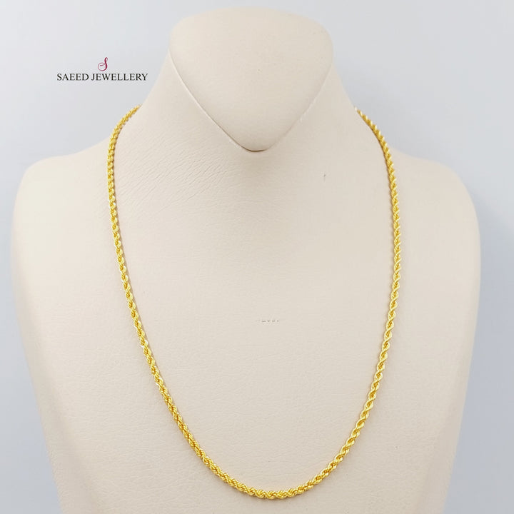 21K Gold 50cm Medium Thickness Rope Chain by Saeed Jewelry - Image 3