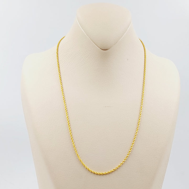 21K Gold 50cm Thin Rope Chain by Saeed Jewelry - Image 2