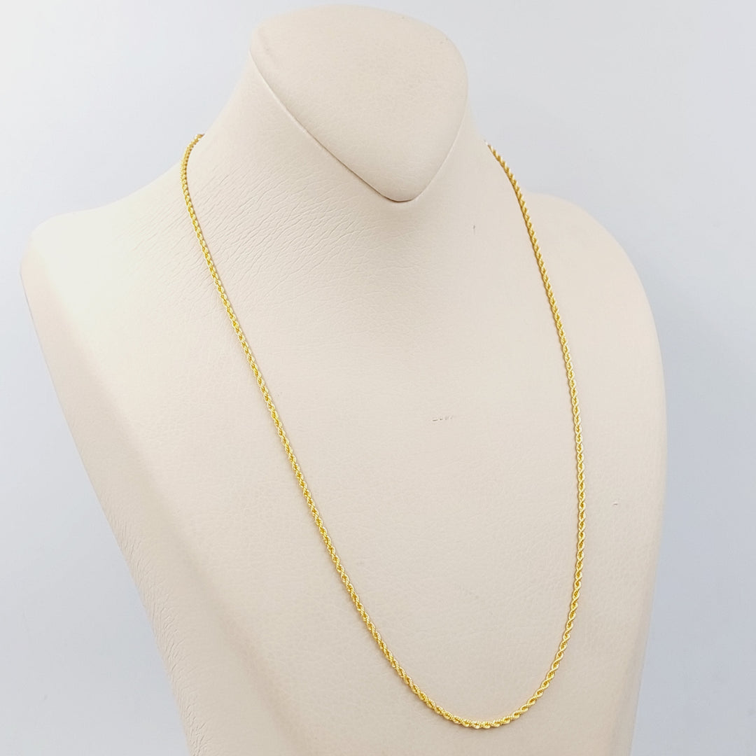 21K Gold 50cm Thin Rope Chain by Saeed Jewelry - Image 4