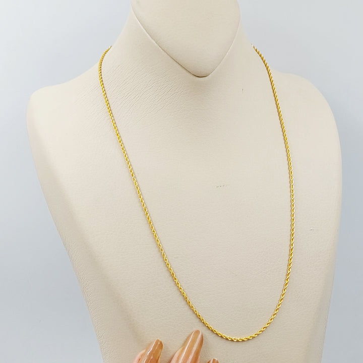 21K Gold 50cm Thin Rope Chain by Saeed Jewelry - Image 1